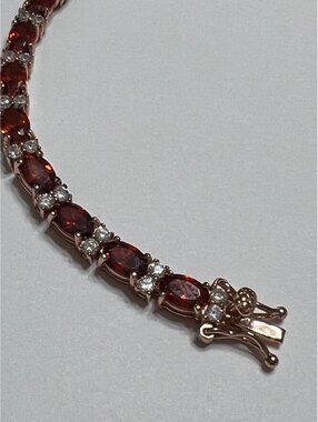 Stauer Tennis Bracelet Glamour ruby red luxury oval rose gold 925 gift box new